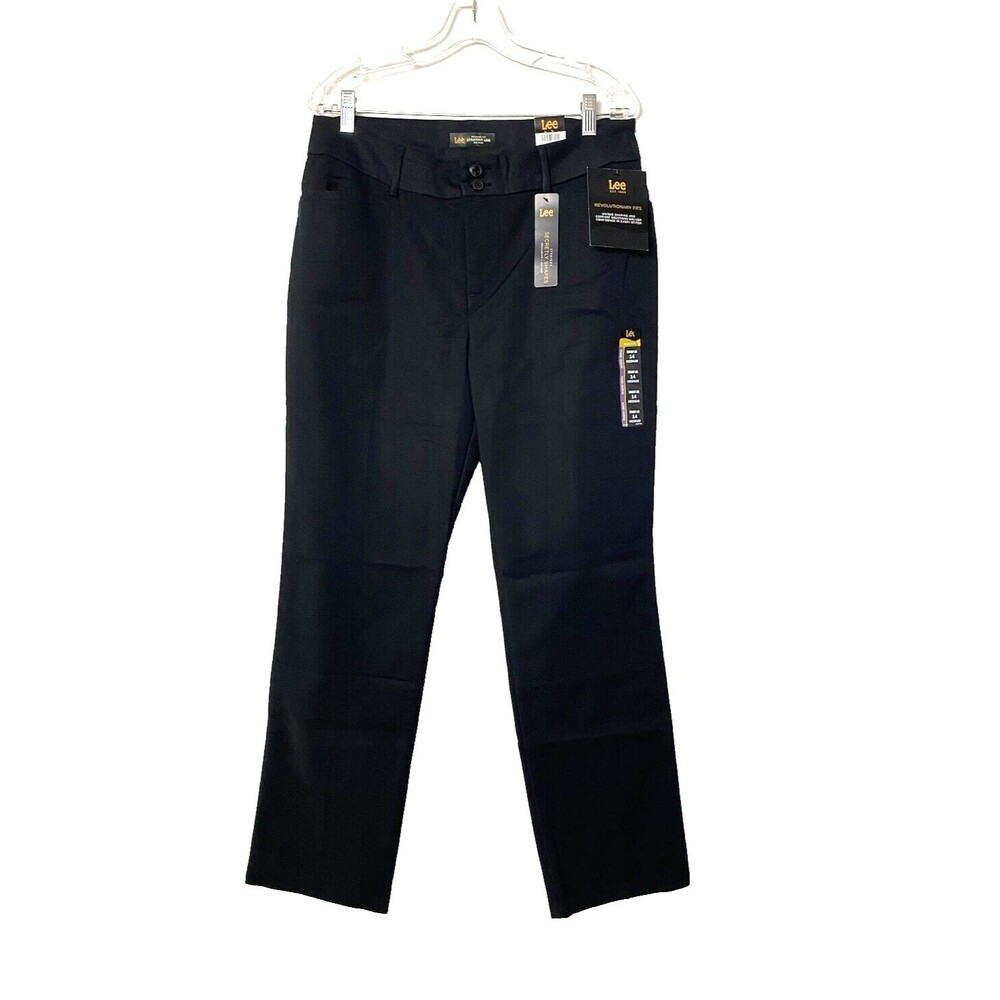 Lee Slacks Pants Black Straight Leg Office Business Women's Size 14 Dark Wash